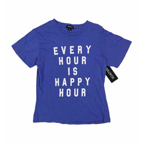 Wildfox Every hour is happy hour purple graphic t-shirt sz S - Picture 2 of 4